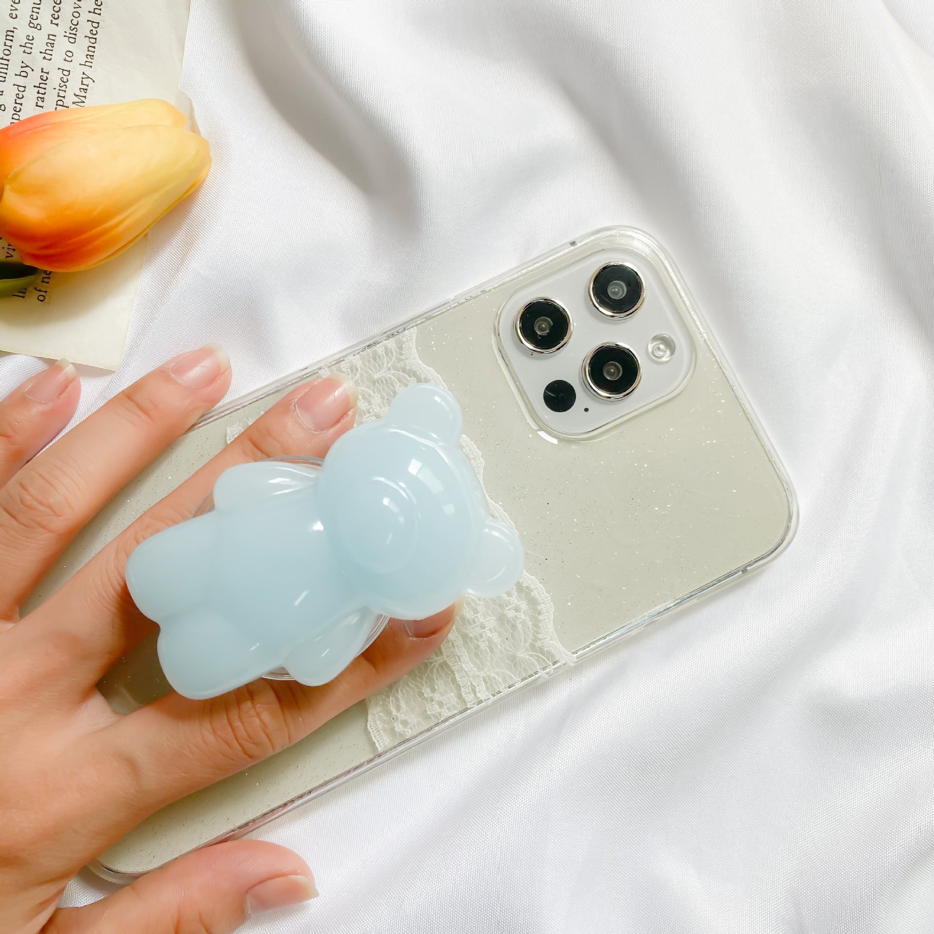 Epoxy 3-dimensionnel Bear Téléphone portable Airbag Bracket Transparent Paste Ins rétractable