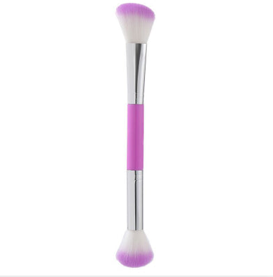 Brosse de maquillage à double tête Poudre molle Blush Highlight Fibre cheveux doux