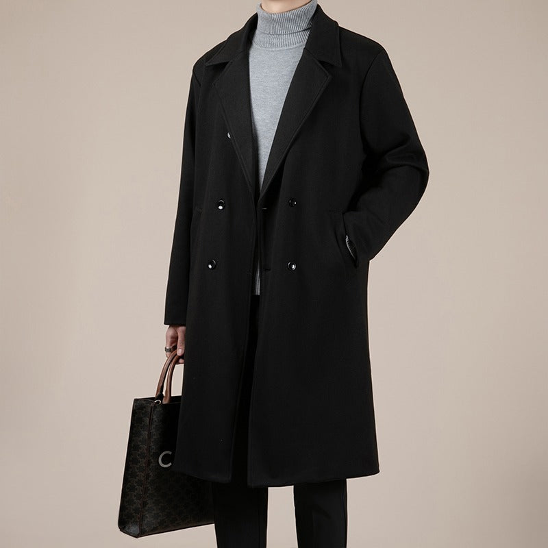 Autumn and Winter Trench Men's Mid-long Woolen Korean Coat