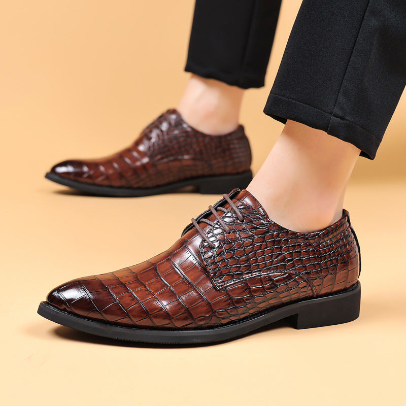 Hommes Business Casual Shoes Fish Grain British Leather Shoes