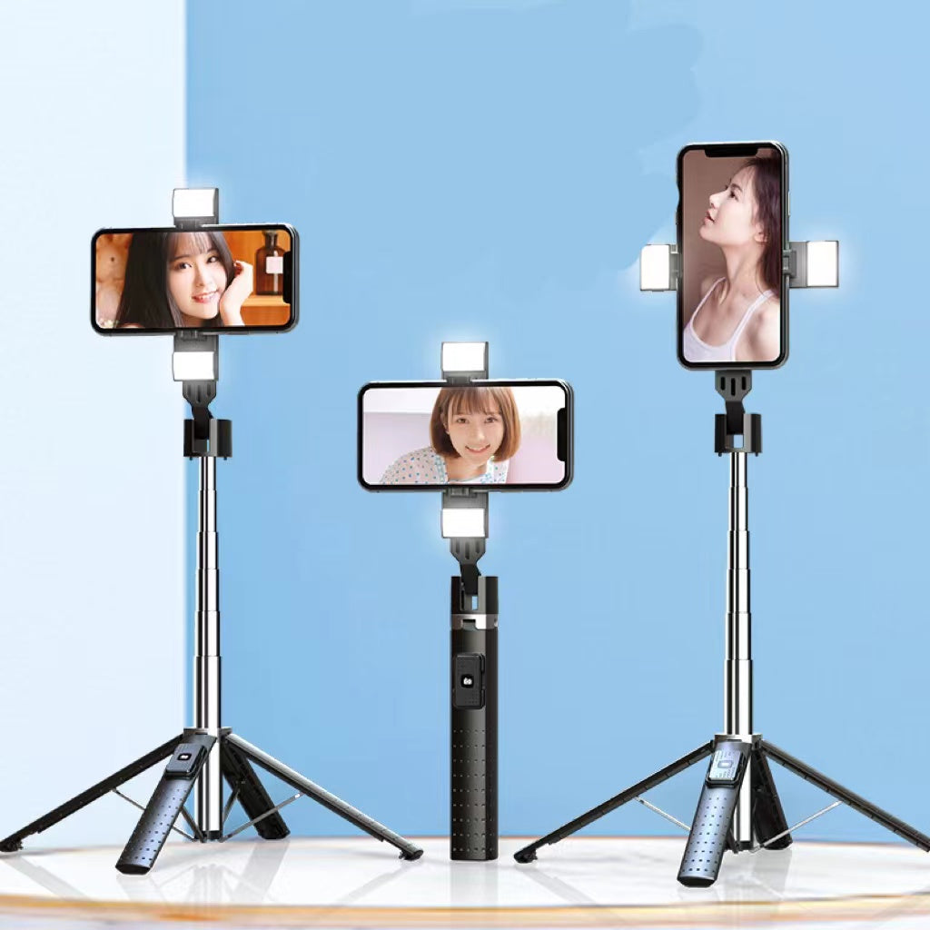 Tetrapod Bluetooth Selfie Stick Mobile Phone Double Fill Light