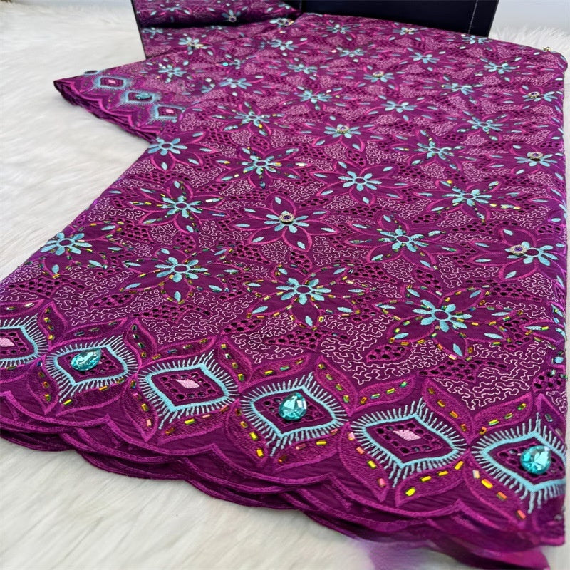 Tissu de dentelle florale africaine tout coton