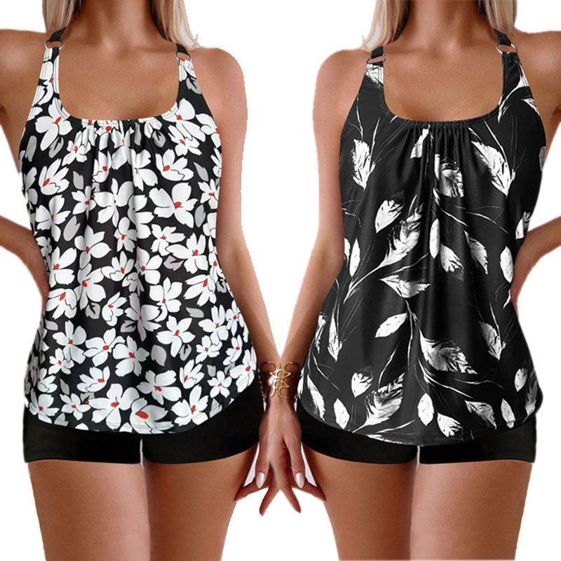 Maillot de bain retro floral à deux pièces de taille Plus