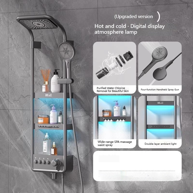 Thermostatique Digital-display Back Massager Salle de bain domestique Table de douche pour le bain et