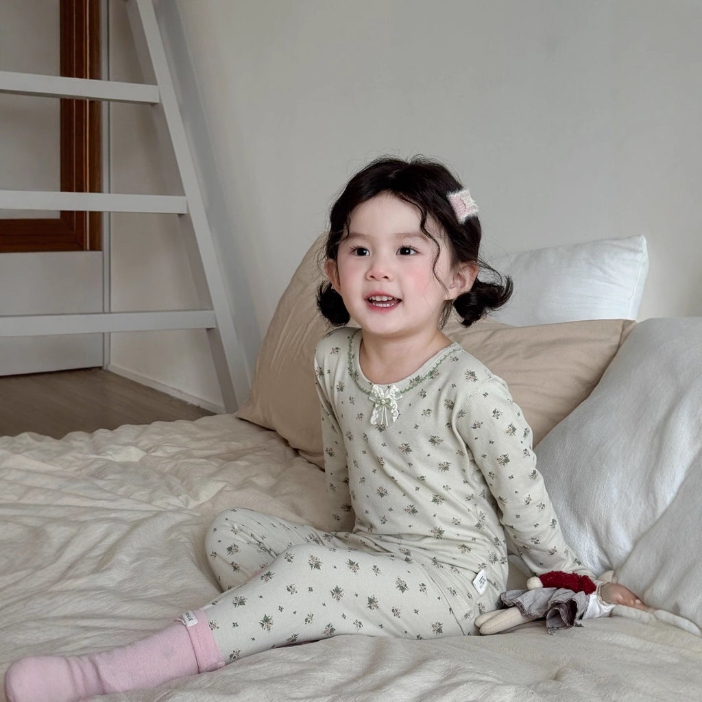 Ensemble de sous-vêtements thermiques en coton pur sans os pour garçons et filles