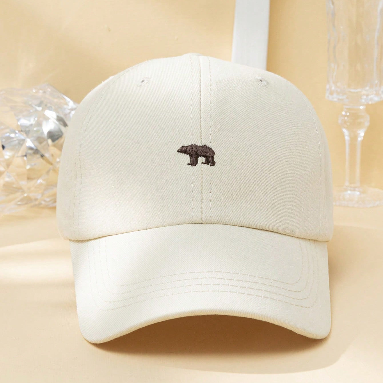 Les hommes et les femmes de Matching Light-Gray Brodé Style d'ours simple Casual Sporty Soft Top