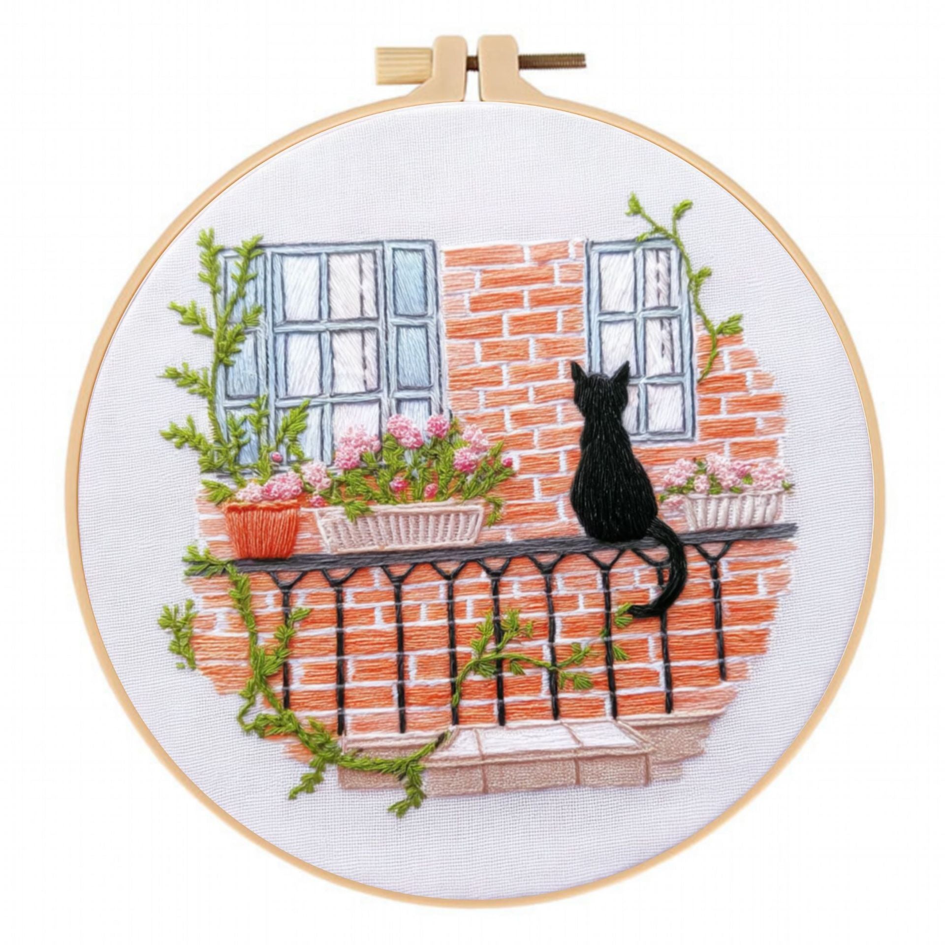 Kit de broderie de paysage de chat paquet matériel