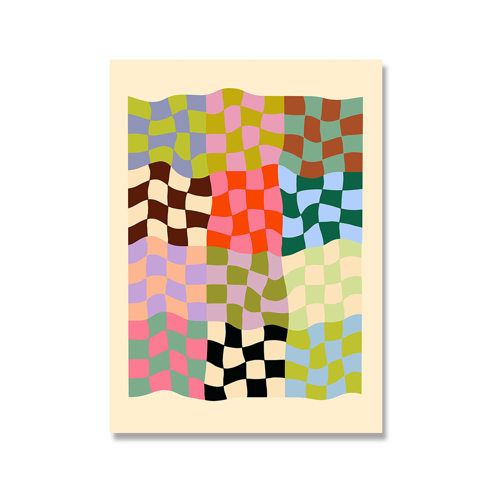 Colorful Abstract Wavy Lines Motif toile peinture