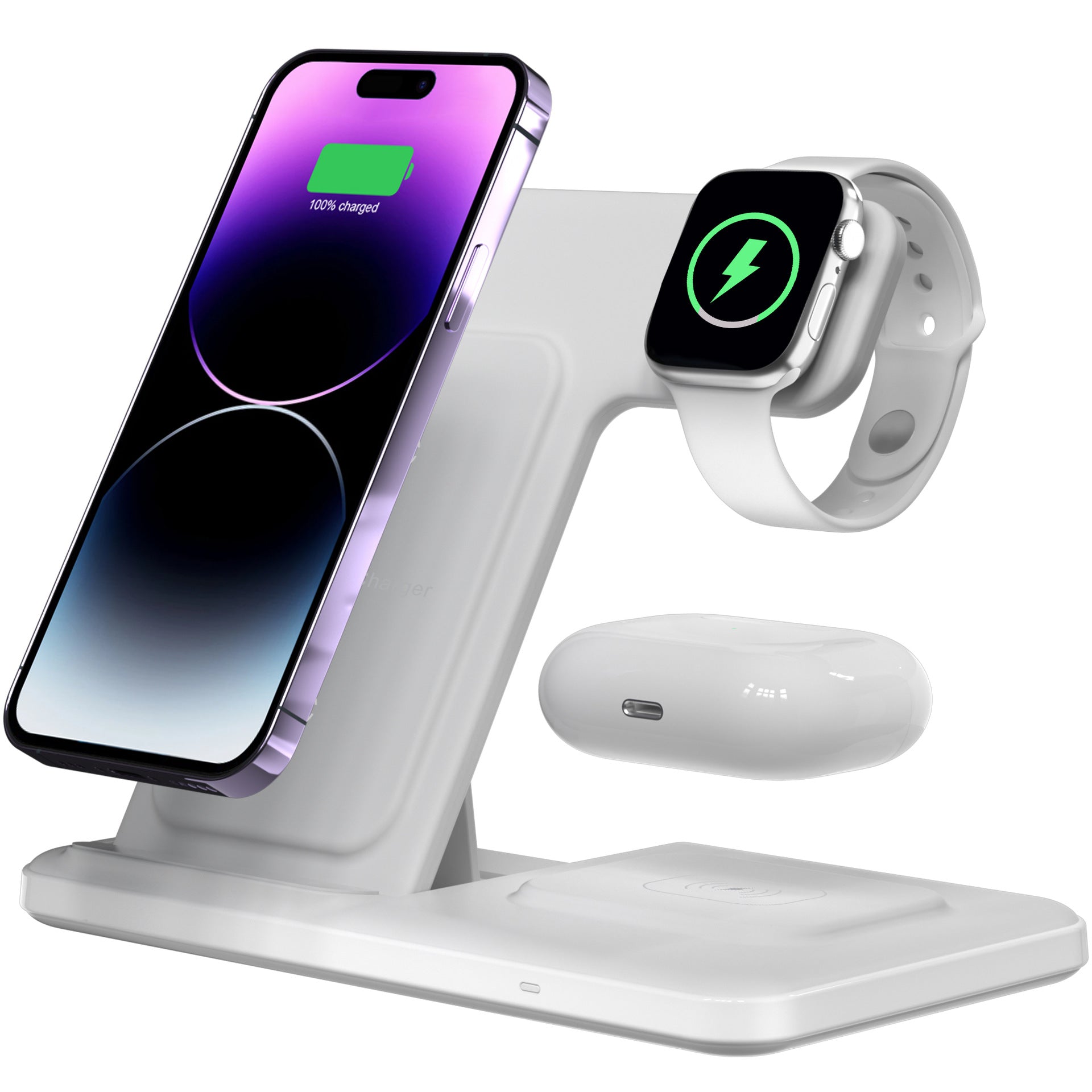 Chargeur sans fil 3-en-un de la base de charge rapide du rail vertical