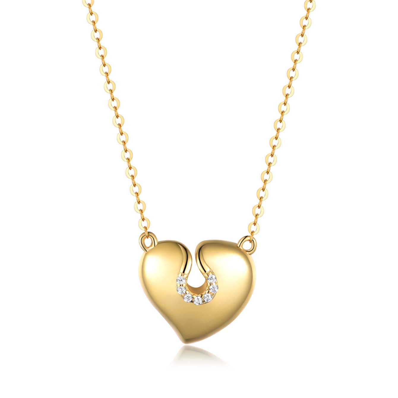 S925 Argent plaqué Or Coeur 7-Stone Collier de Moissanite 46cm D Couleur VVS1 GRA certifié