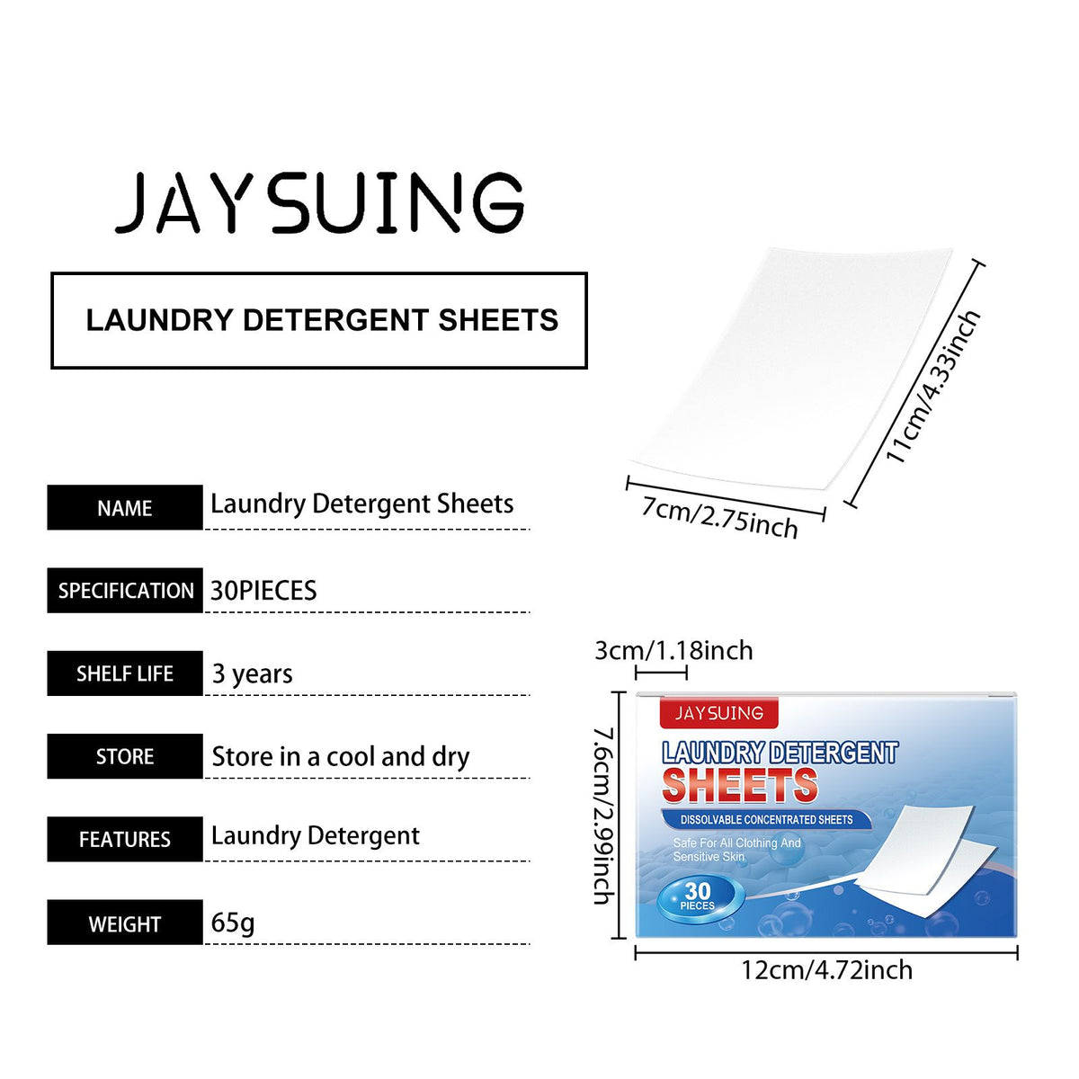 JAYSUING feuilles de détergent
