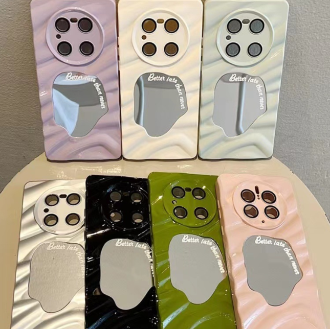 Cas de téléphone à miroir géométrique de motif d'onde