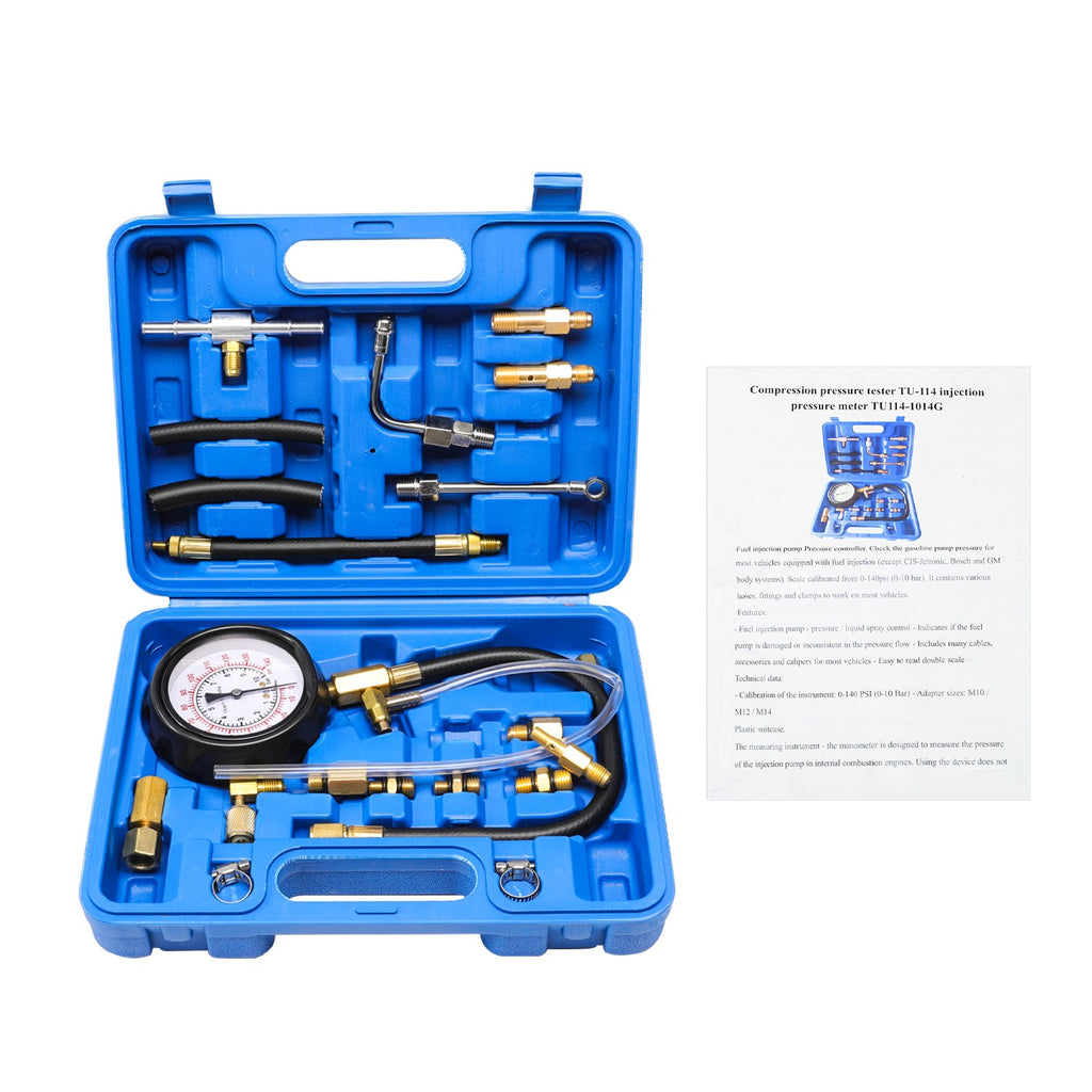 Testeur universel de pression de carburant 0 -140PSI Kit d'essai de pompe à injection de carburant