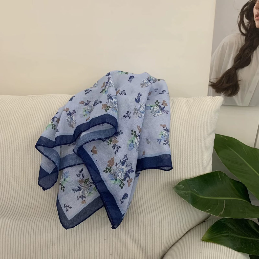 Écharpe carrée en coton et en coton de style coréen pour femmes