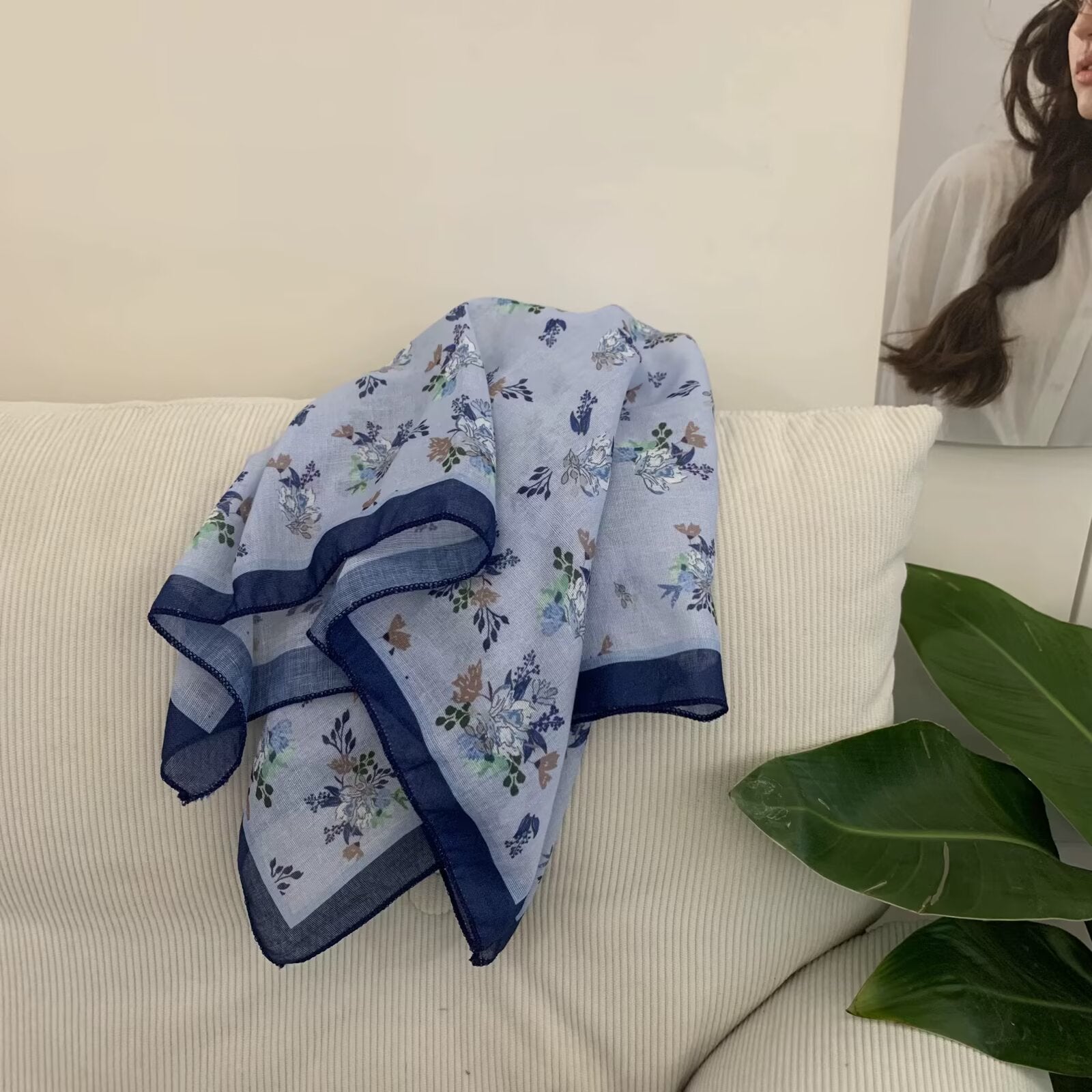 Écharpe carrée en coton et en coton de style coréen pour femmes