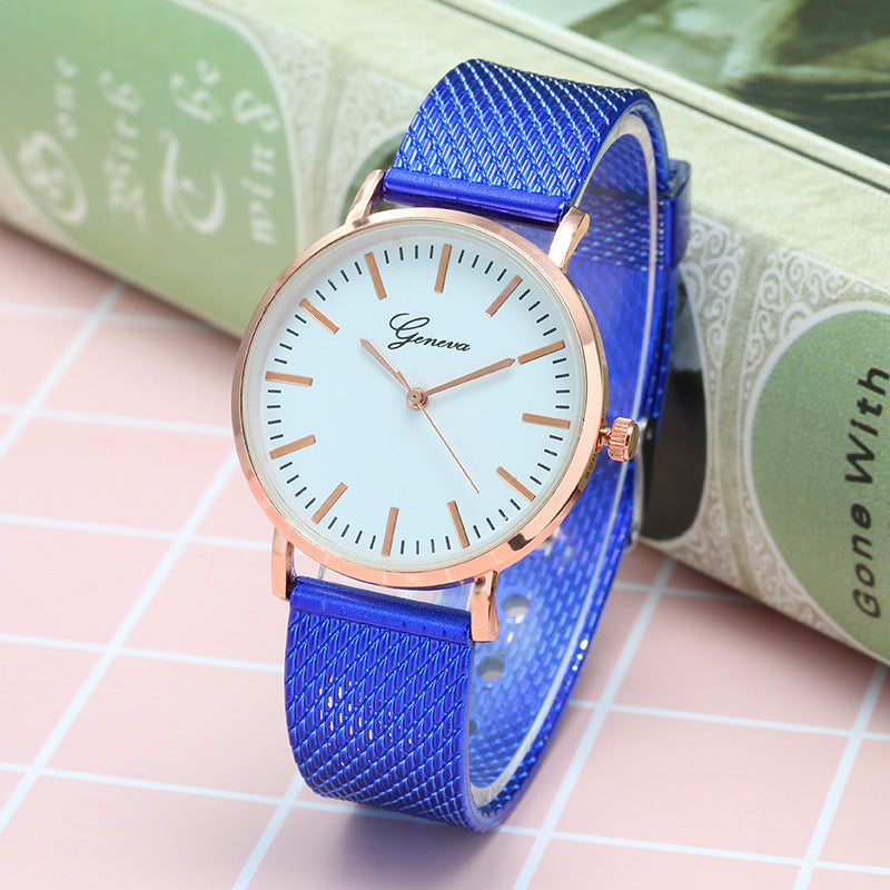Montres Genève cadran plaque Mesh ceinture féminine minimaliste mince