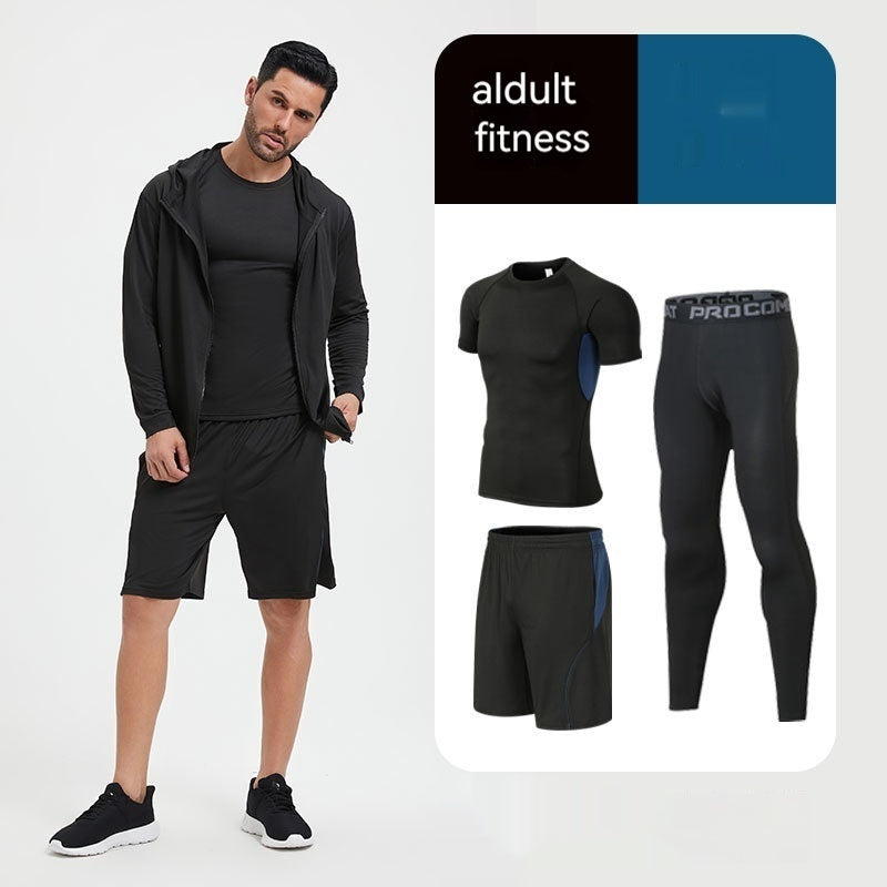 Fitness Suit Homme Running Night Running Sports Séchage rapide Cinq-pièces Foo