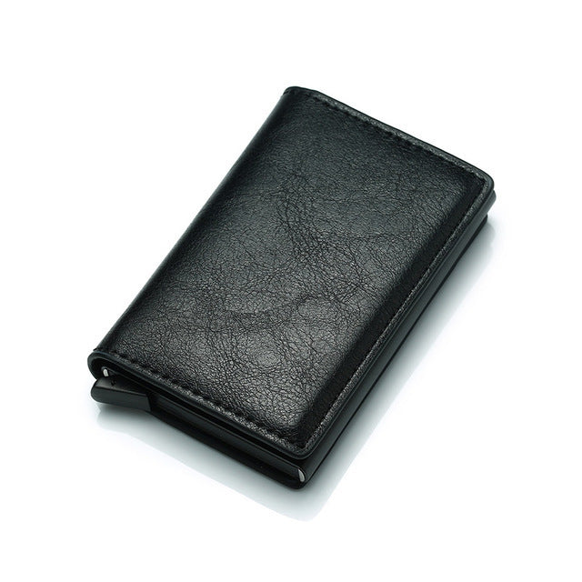 PU Leather Credit Holder Business Money Cash Card Package RFID Wallet Automatique Aluminium A