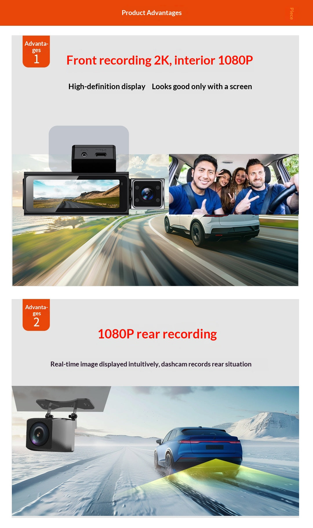 Trois versions de 4K haute définition voiture Dashcam