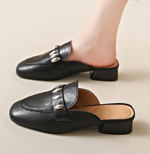 Été Noir Mode Fée Style confortable Une sangle Mule Slippers pour les femmes porter Outdoo