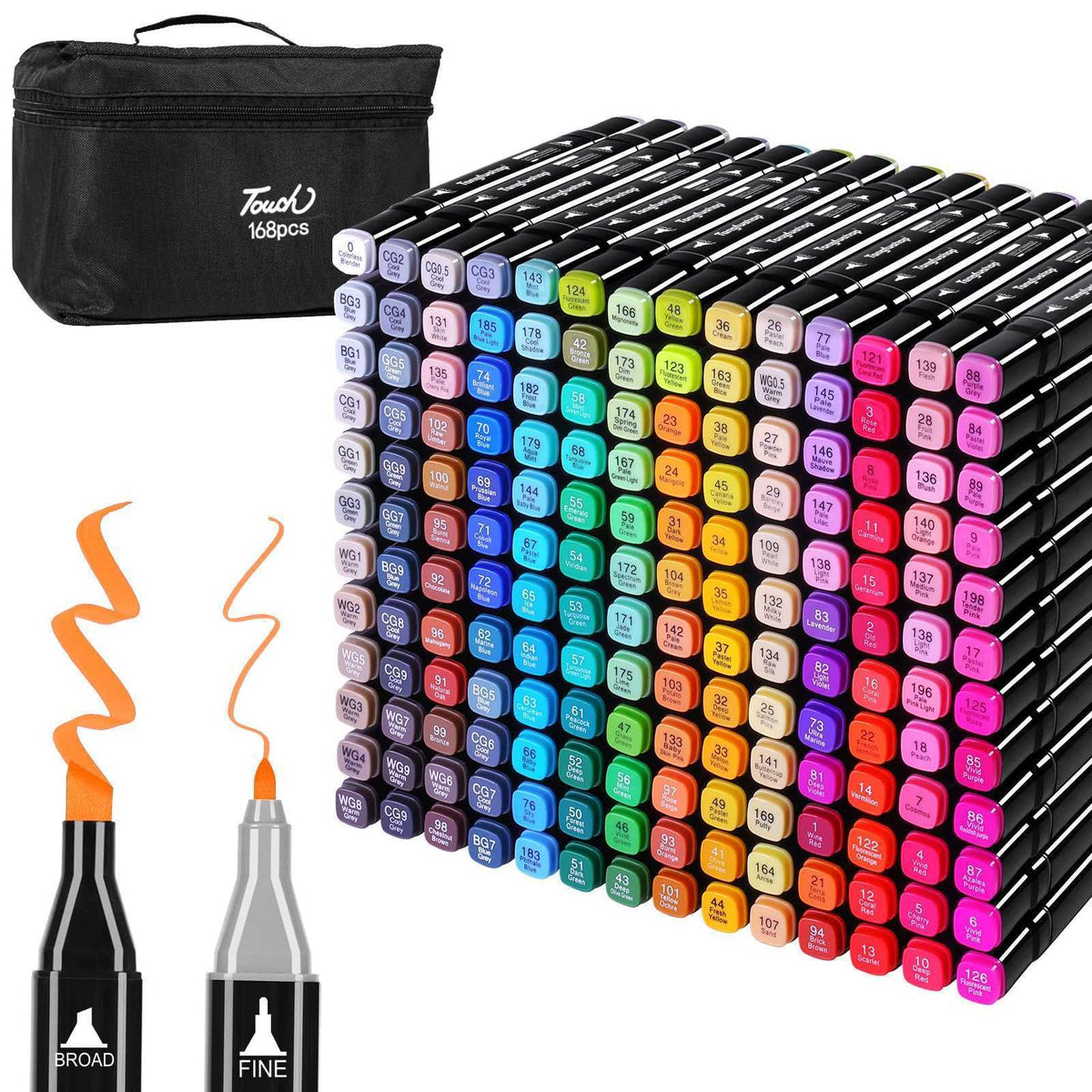 168 Couleurs Dual Tip Marqueurs d'Art Stylos de Couleur Dessin Aquarelle Enfants & Un Cadeau Dult