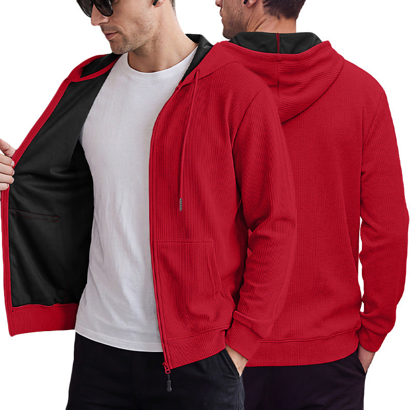Veste de cardigan à capuche à capuche Jacquard style homme