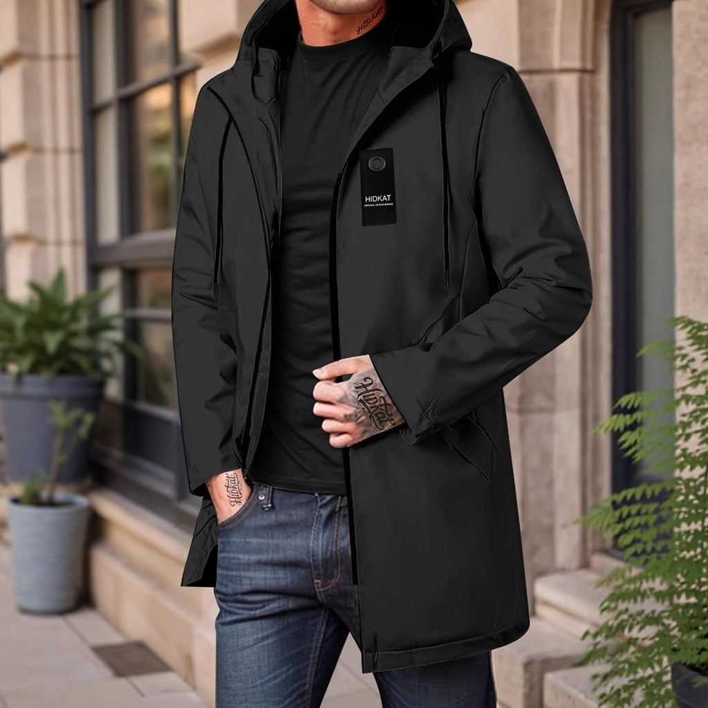 Mi-longueur Homme Hooted Casual Workwear Shell Jacket Windproof Jacket