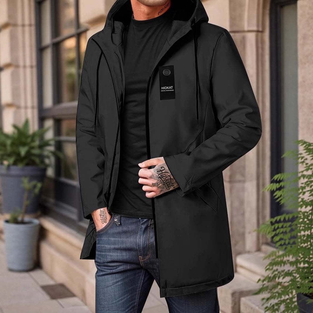 Mi-longueur Homme Hooted Casual Workwear Shell Jacket Windproof Jacket