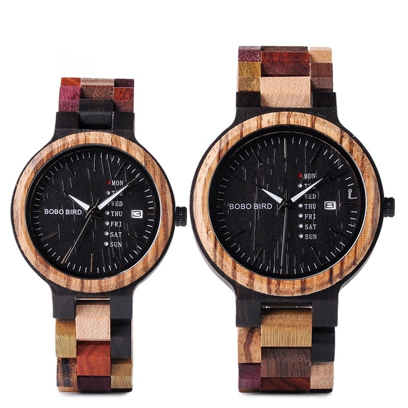 Montres en bois et montres Quartz affichage de la date