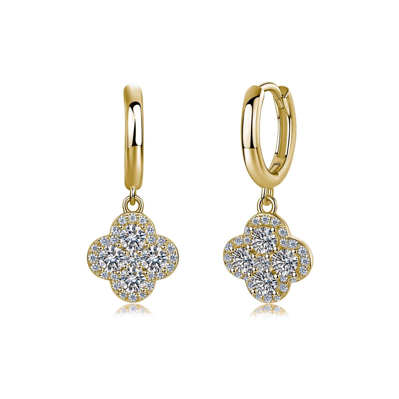 S925 Boucles d'oreilles de boucles de trèfle en argent sterling