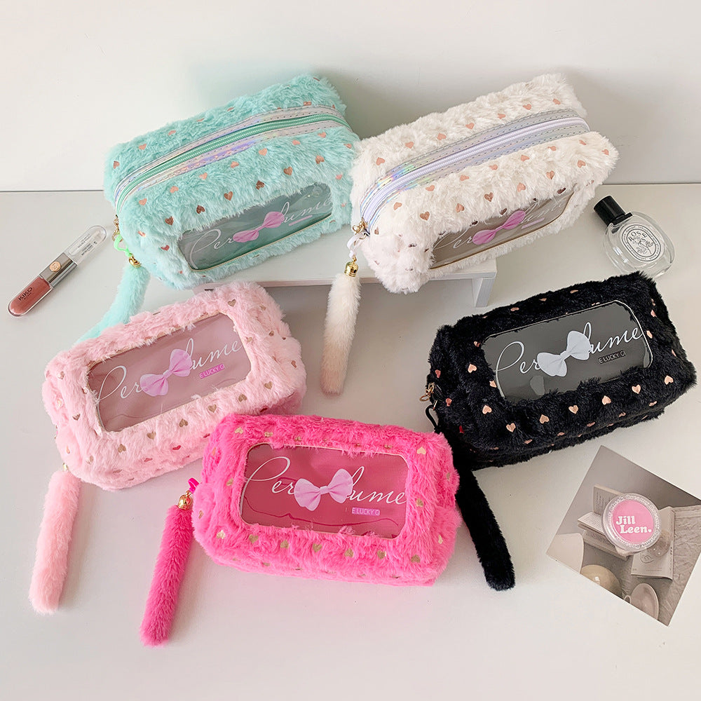 Sac de rangement en peluche à grande capacité