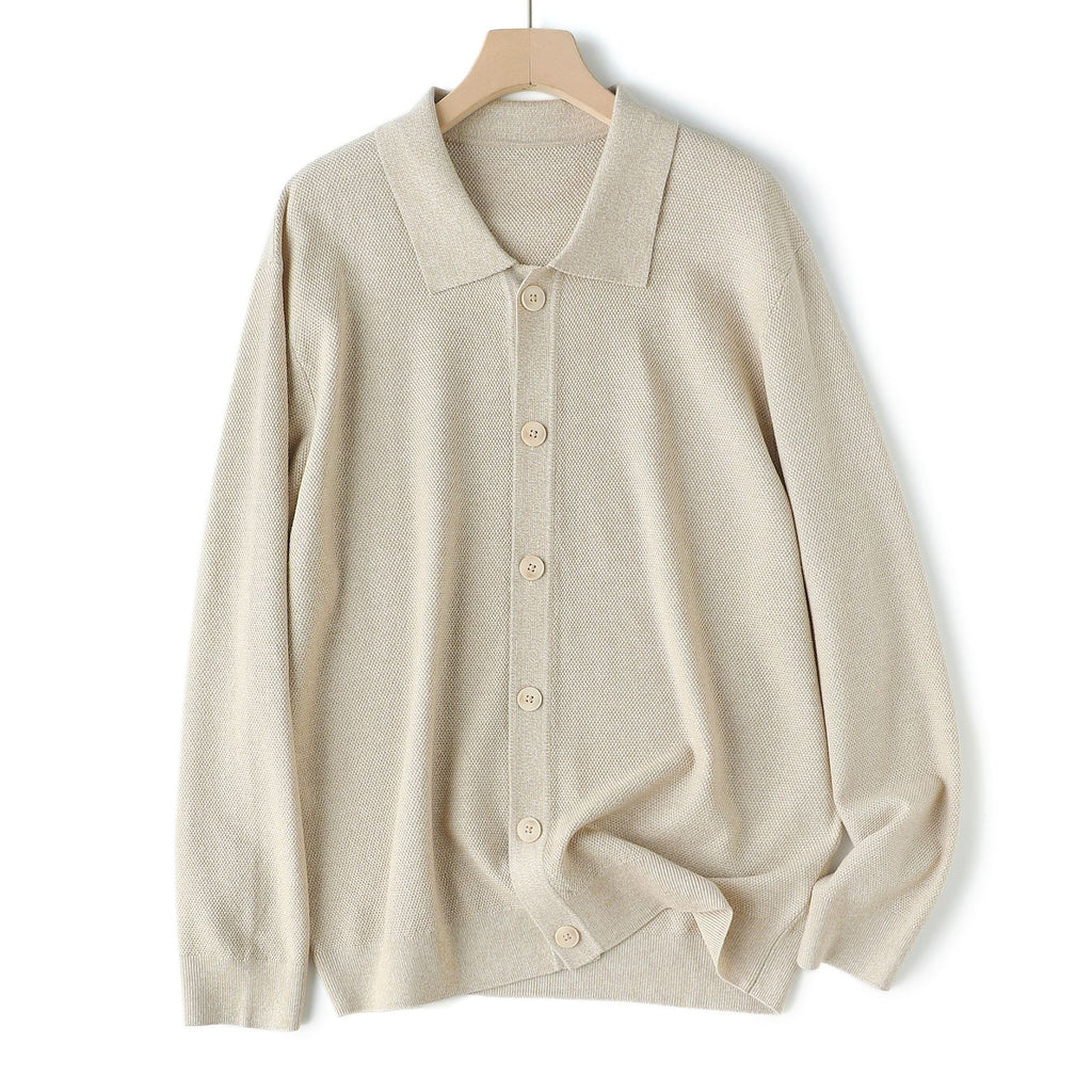 Veste de sweater collaré style argent vieux hommes