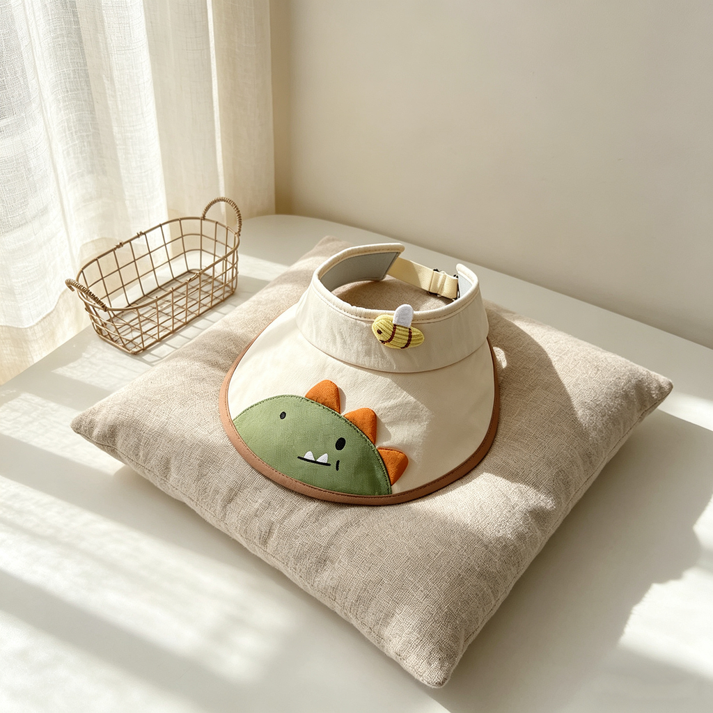 Animal de dessin animé pour enfants imprimé mignon réglable casual large bordé chapeau de soleil approprié pour