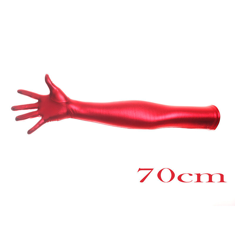 Gants d'estampage et de déguisement de long en or brillant