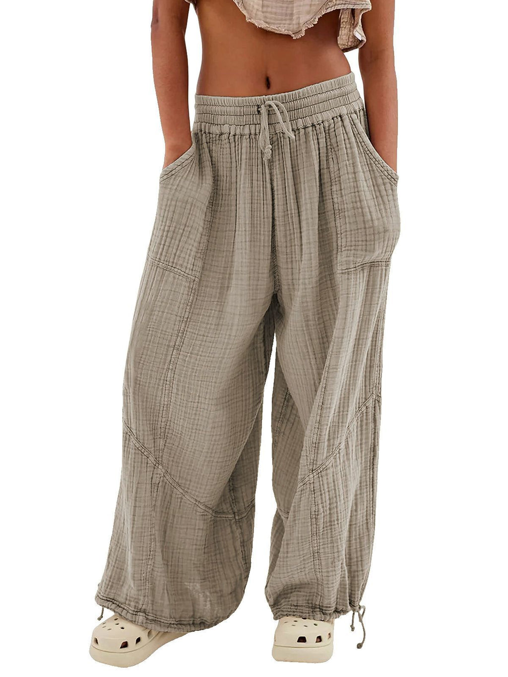 Pantalon de jambes large couleur pour femme