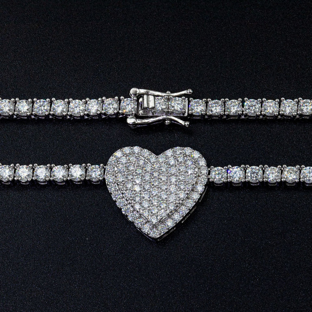 925 Argent Set Moissani Hip-hop Collier Rose Personnalisé