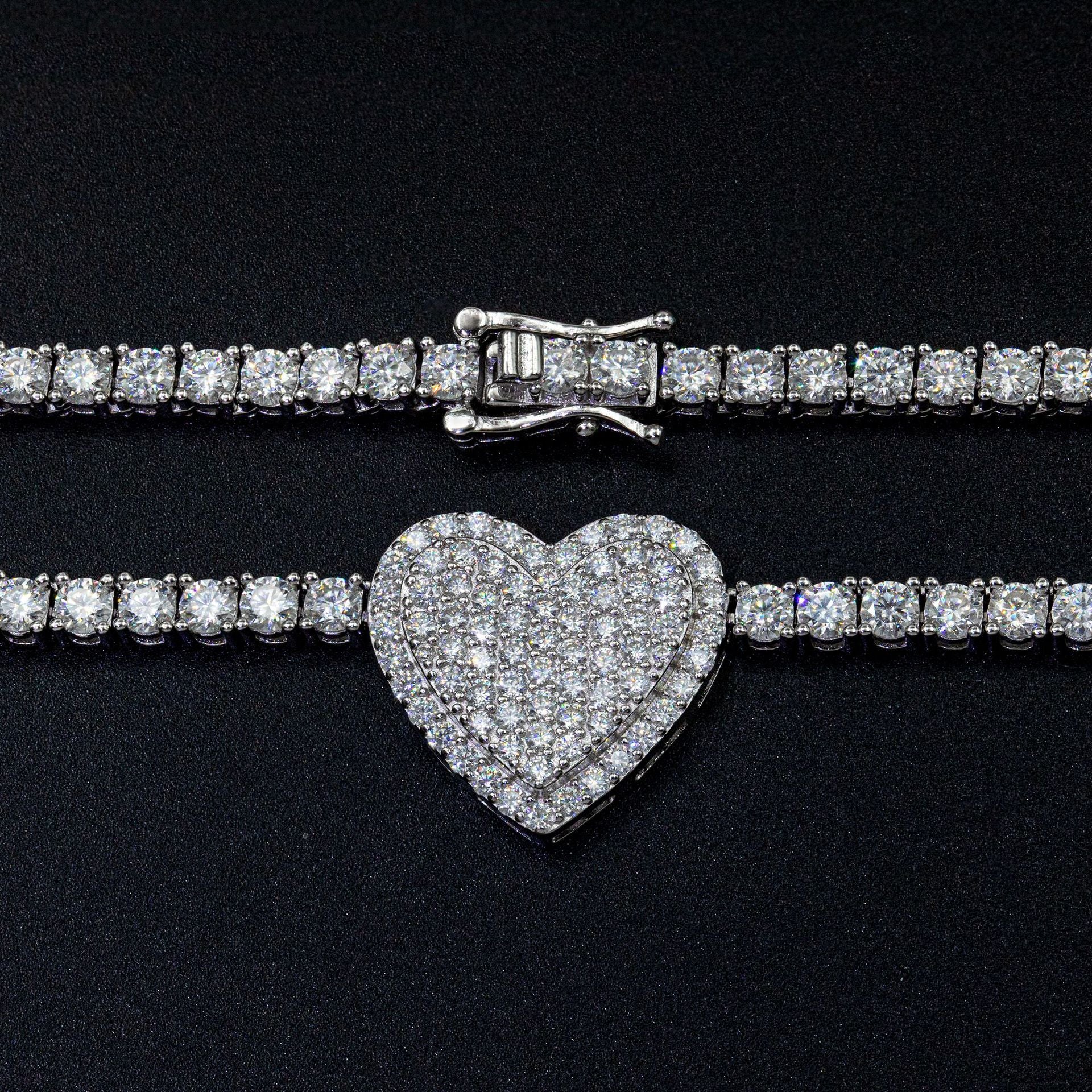 925 Argent Set Moissani Hip-hop Collier Rose Personnalisé