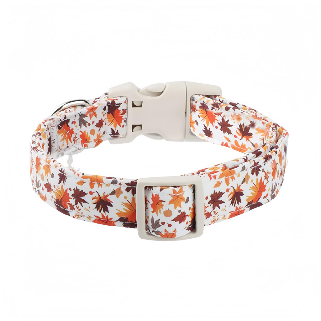 Collier de chien d'automne réglable avec charme Feuille d'érable - Collier de tissu souple durable pour petit moi