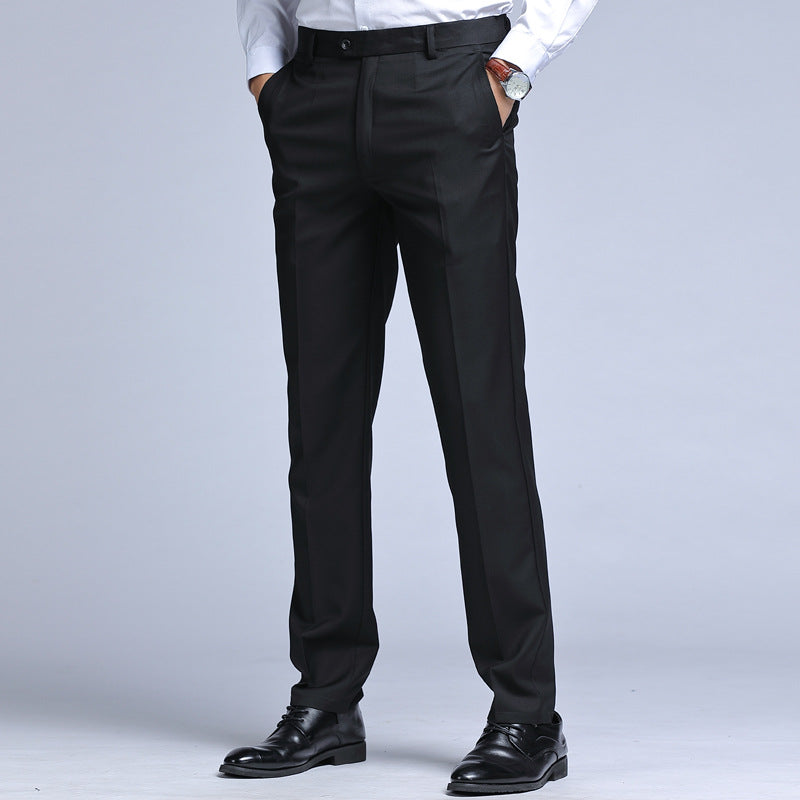 Pantalon de jambe droite polyvalent couleur solide pour hommes