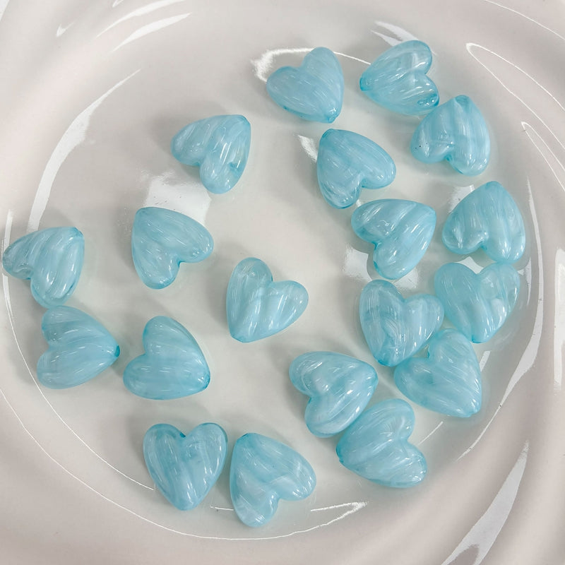 Perles de coeur en acrylique à deux tons
