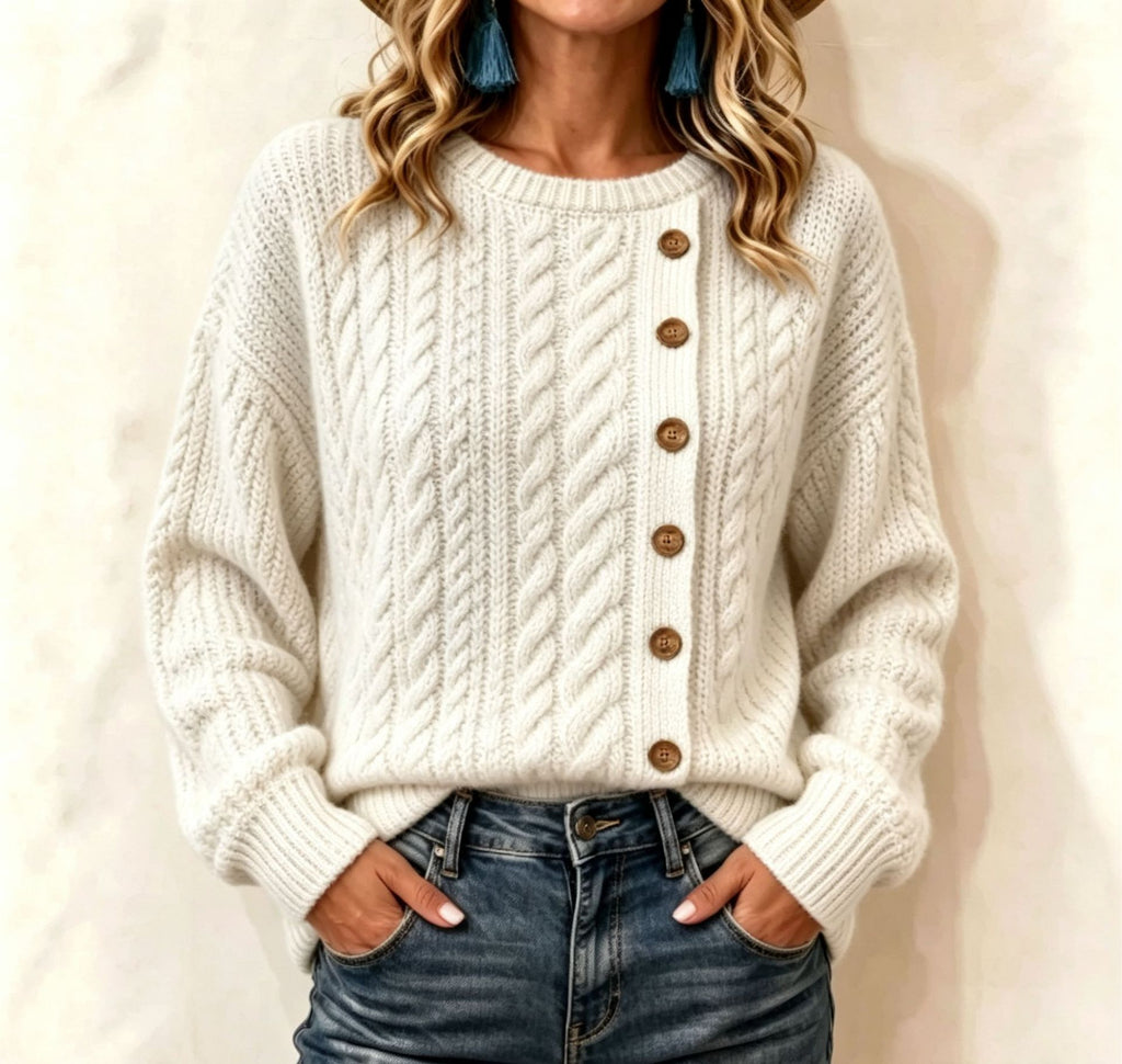 T-shirt à manches longues avec boutons pour femmes