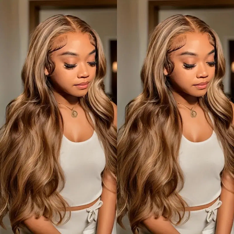 Perruque en dentelle moyenne Grande vague Long cheveux bouclés Type de perruque pleine tête