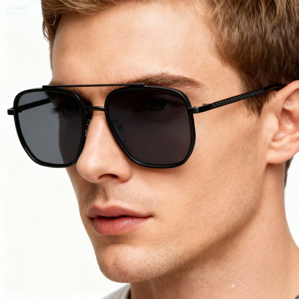 Lunettes de soleil de conduite pour hommes Cadre carré de style européen et américain
