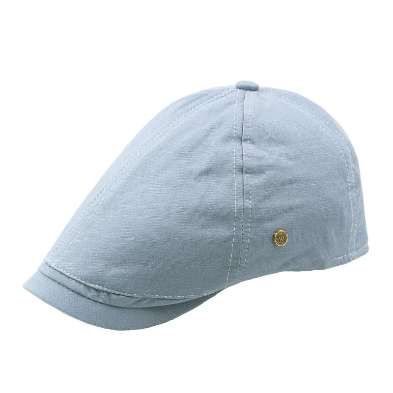 Plaid hommes plat Cap Retro W Bouton de cuivre Beret