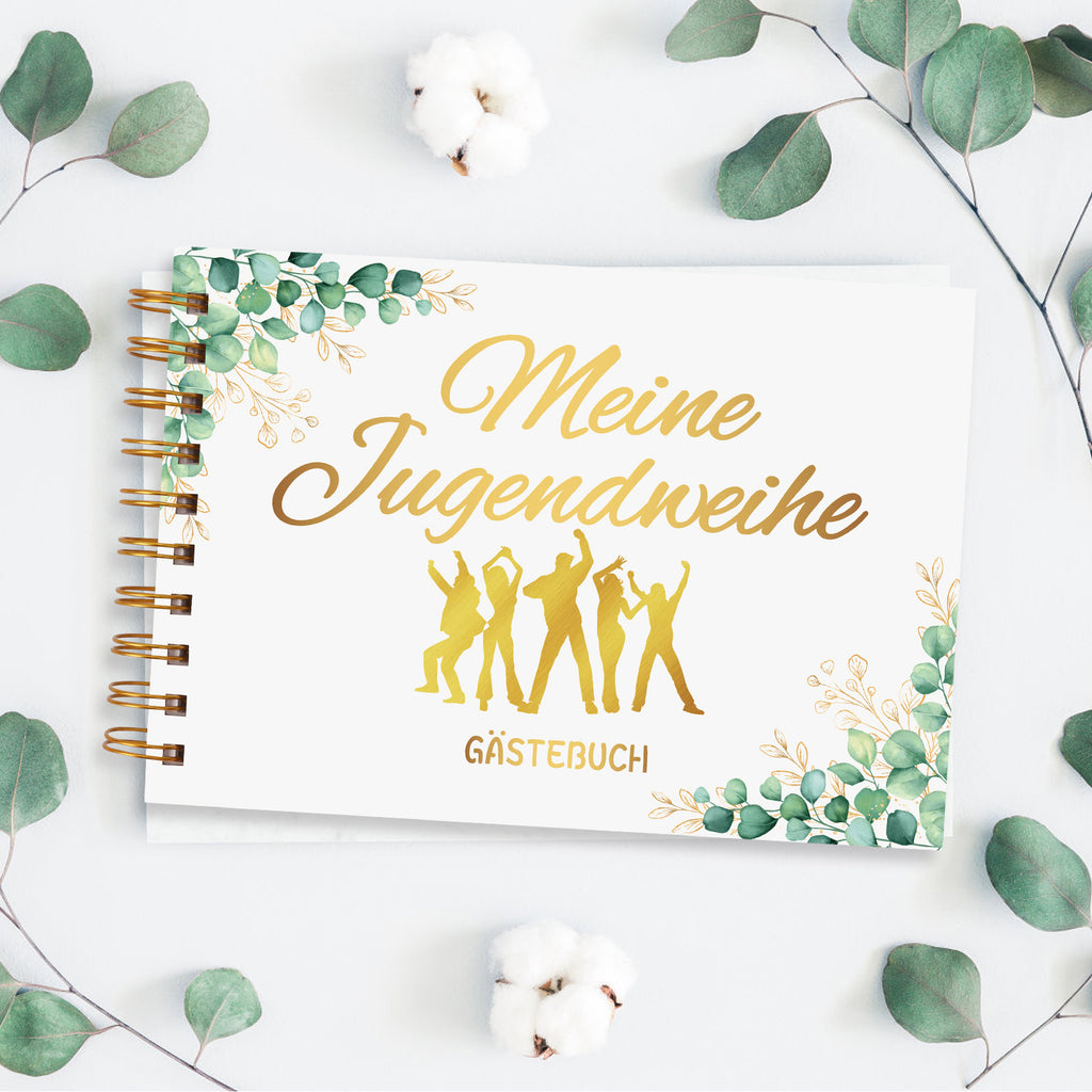 1 Livre d'or pour une fête de l'âge avec un élégant dessin de feuille