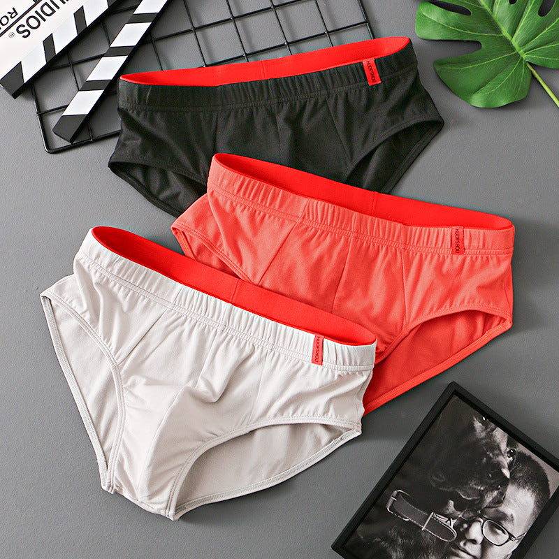 Triangle de coton couleur pure Triangle taille basse Respirant Triangle de sous-vêtements pour hommes