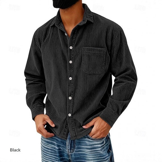 Chemise Homme Corduroy Corduroy rayée anti-rides sans fer