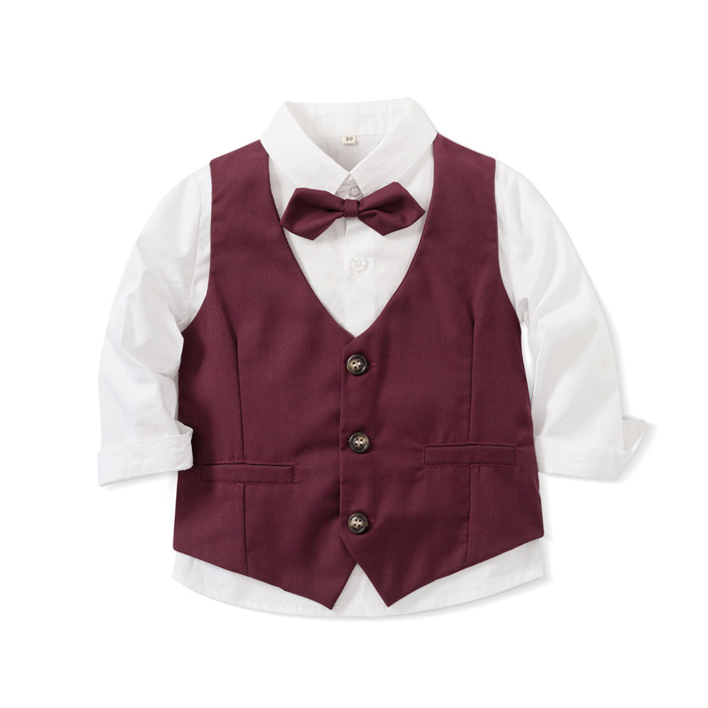 Costume pour enfants Bow Tie Vest Ensemble formel à trois pièces