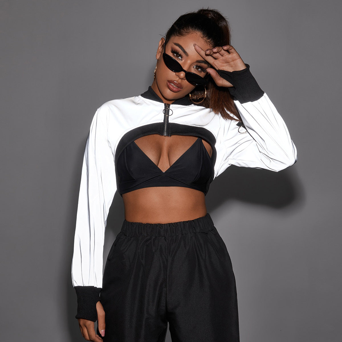 Style Street Reflective Mode Tendance Veste Ultra-Short Coat