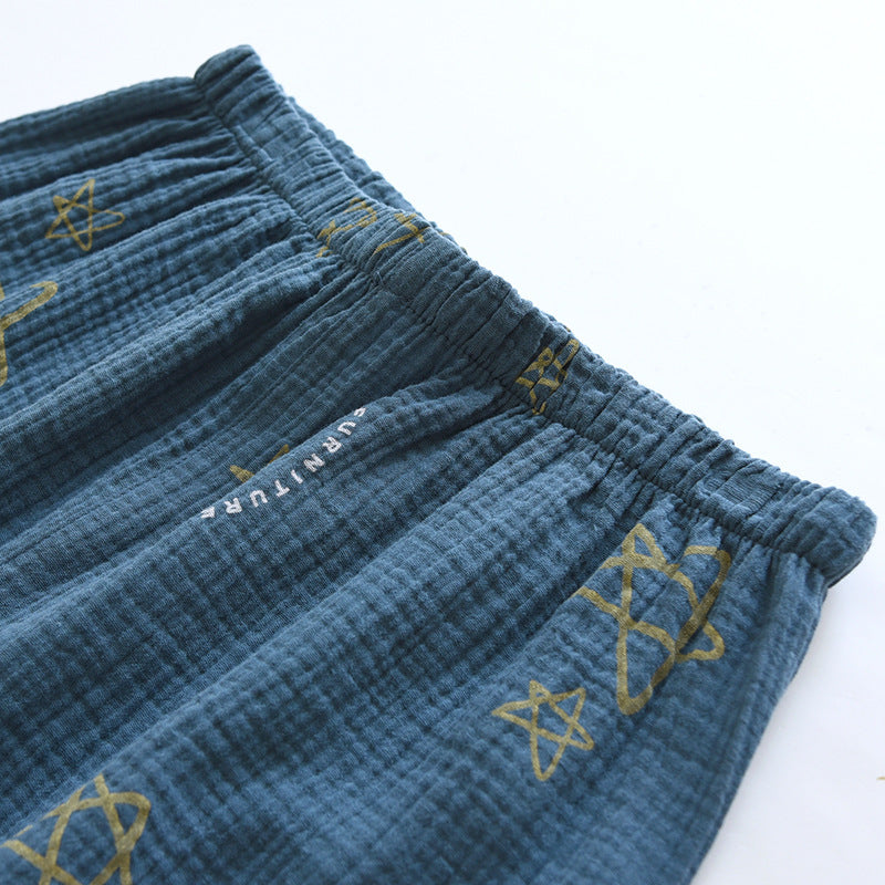 Crêpe de coton pour hommes Double couche Gauze Pajamas
